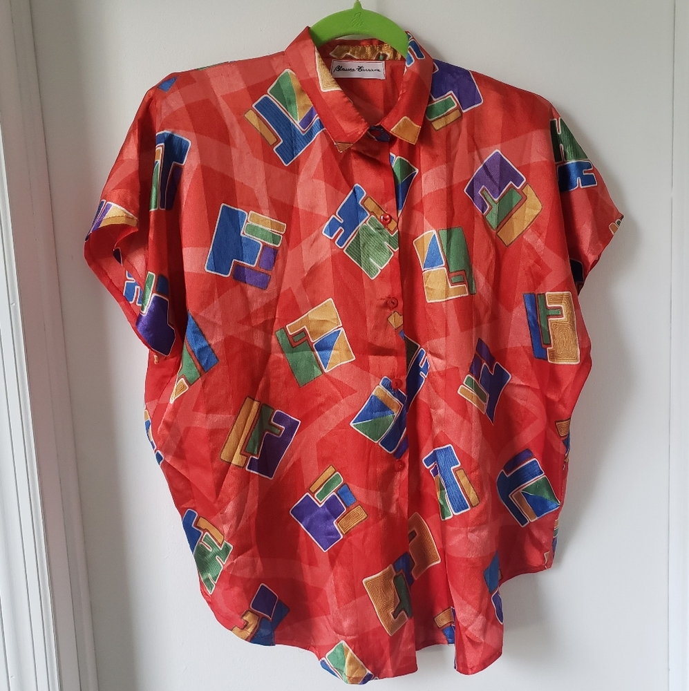 Vintage red button down top